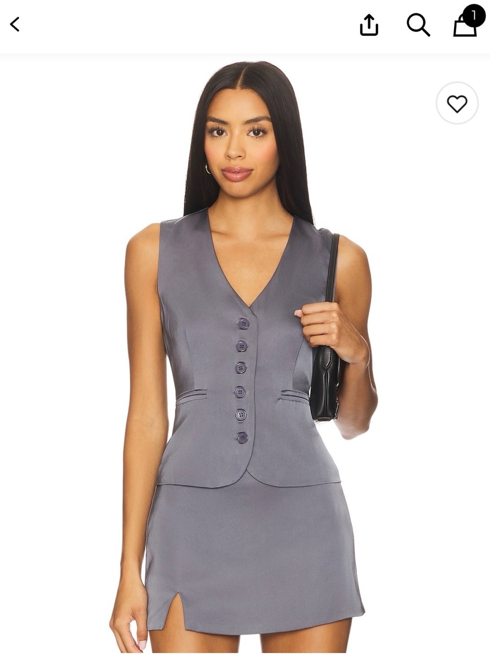 Sleeveless Gray Button Vest and Skirt Set - Women’s Set Small bottoms M top